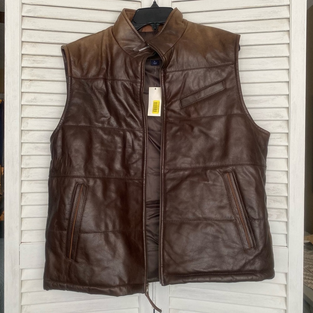 Cremieux Brown Ombré Fade leather vest NWT
